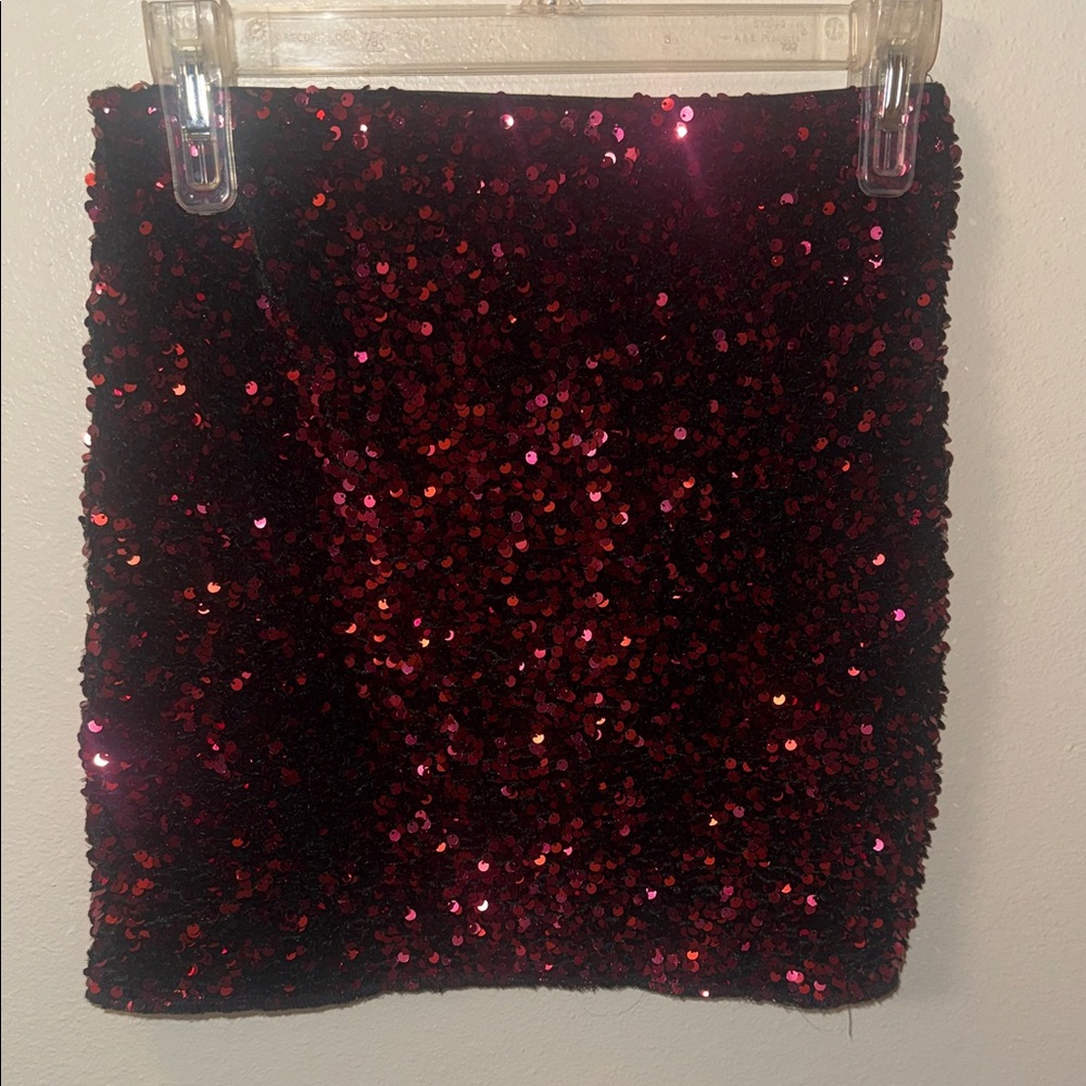 Sparkling Red Sequin Mini Skirt